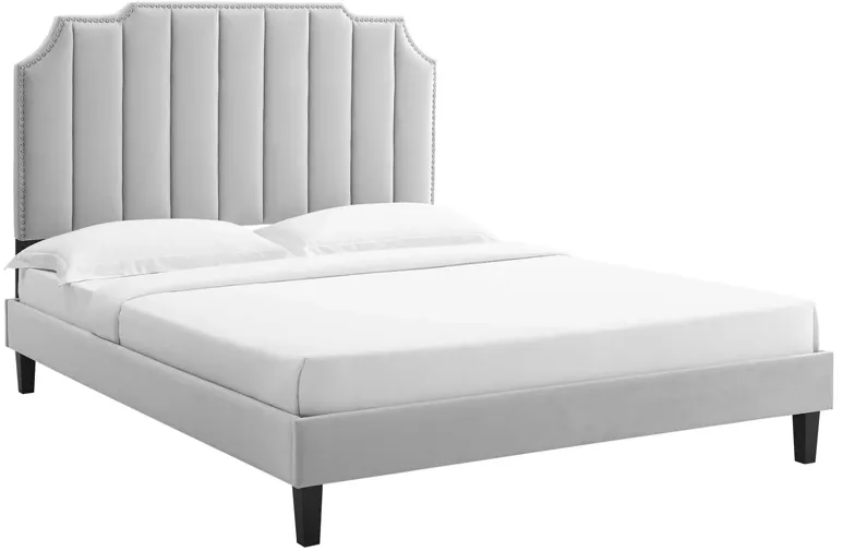 Colette Full Performance Velvet Platform Bed