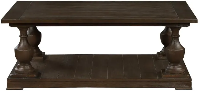 Walden Rectangular Coffee Table with Turned Legs and Floor Shelf Coffee