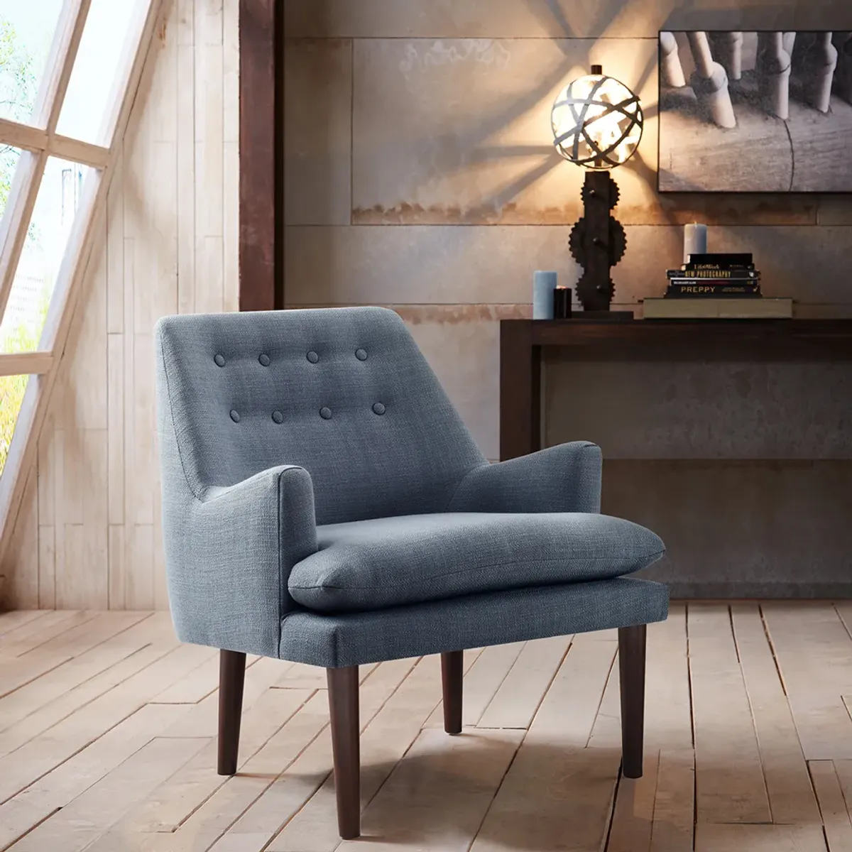 Madison Park Taylor Blue Mid-Century Accent Chair