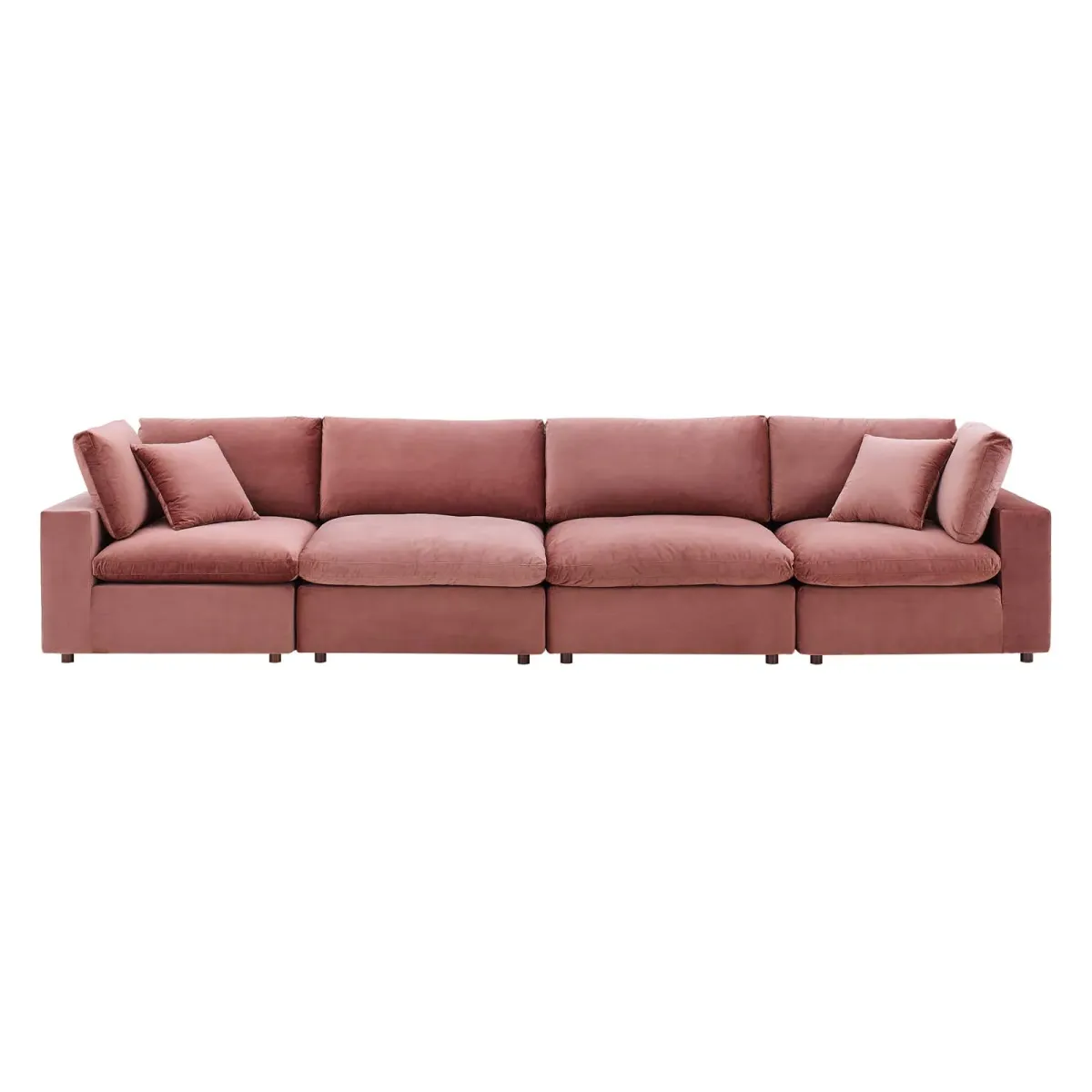 Commix Down Filled Overstuffed Performance Velvet 4-Seater Sofa