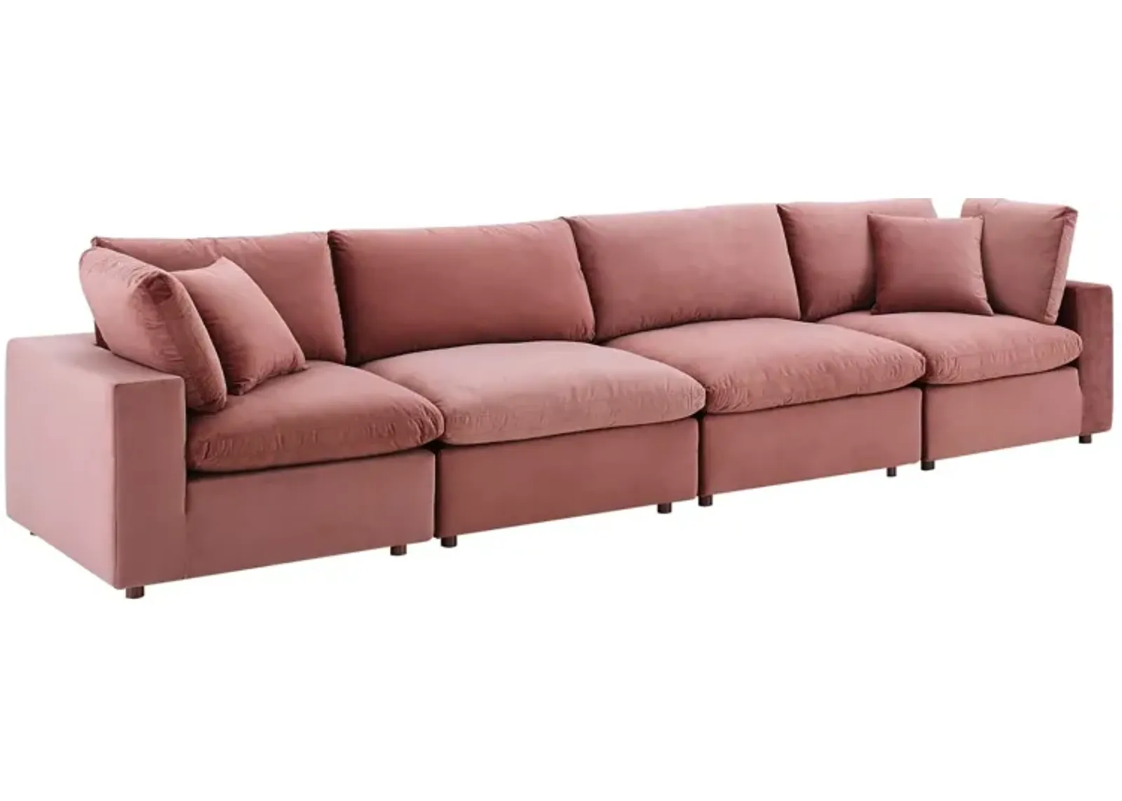 Commix Down Filled Overstuffed Performance Velvet 4-Seater Sofa