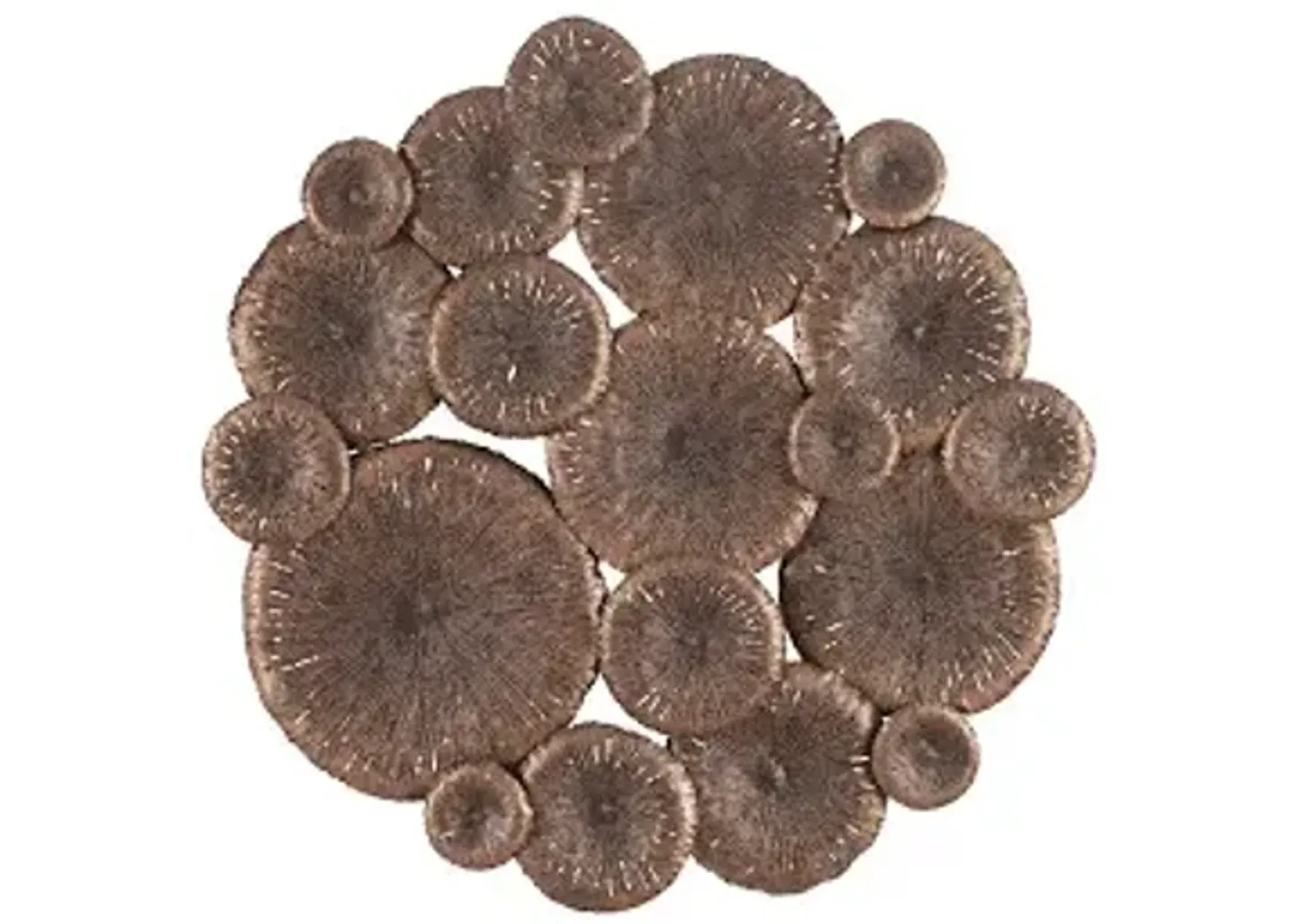 lotus collage, round, copper/black