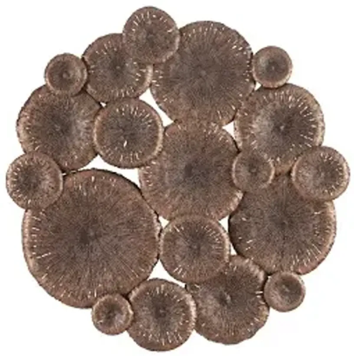 lotus collage, round, copper/black