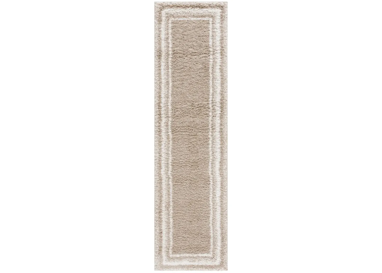 BORDER & STRIPE SHAG 251 Beige 2'-2' X 8' Runner Rug