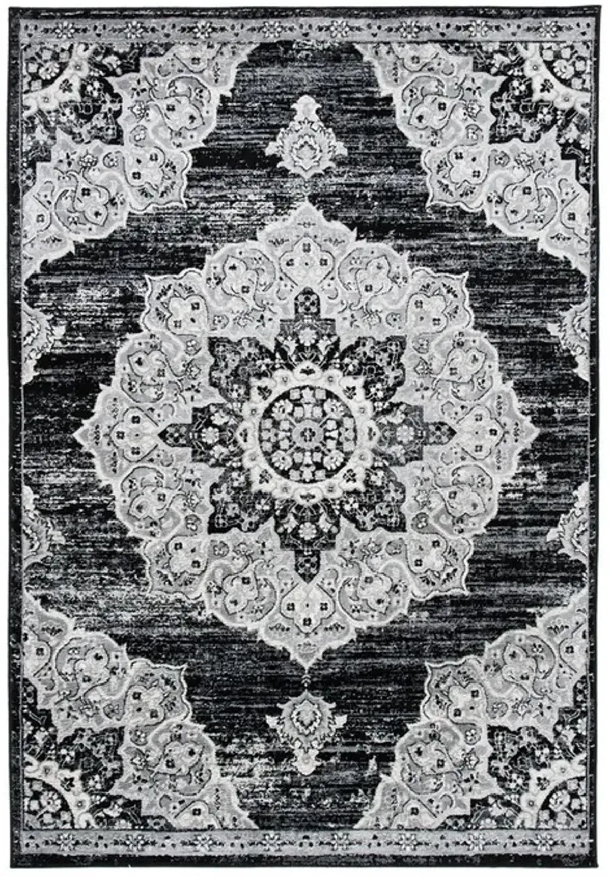 Brentwood 802 Black / Grey 10' X 13' Large Rectangle Powerloomed Rug