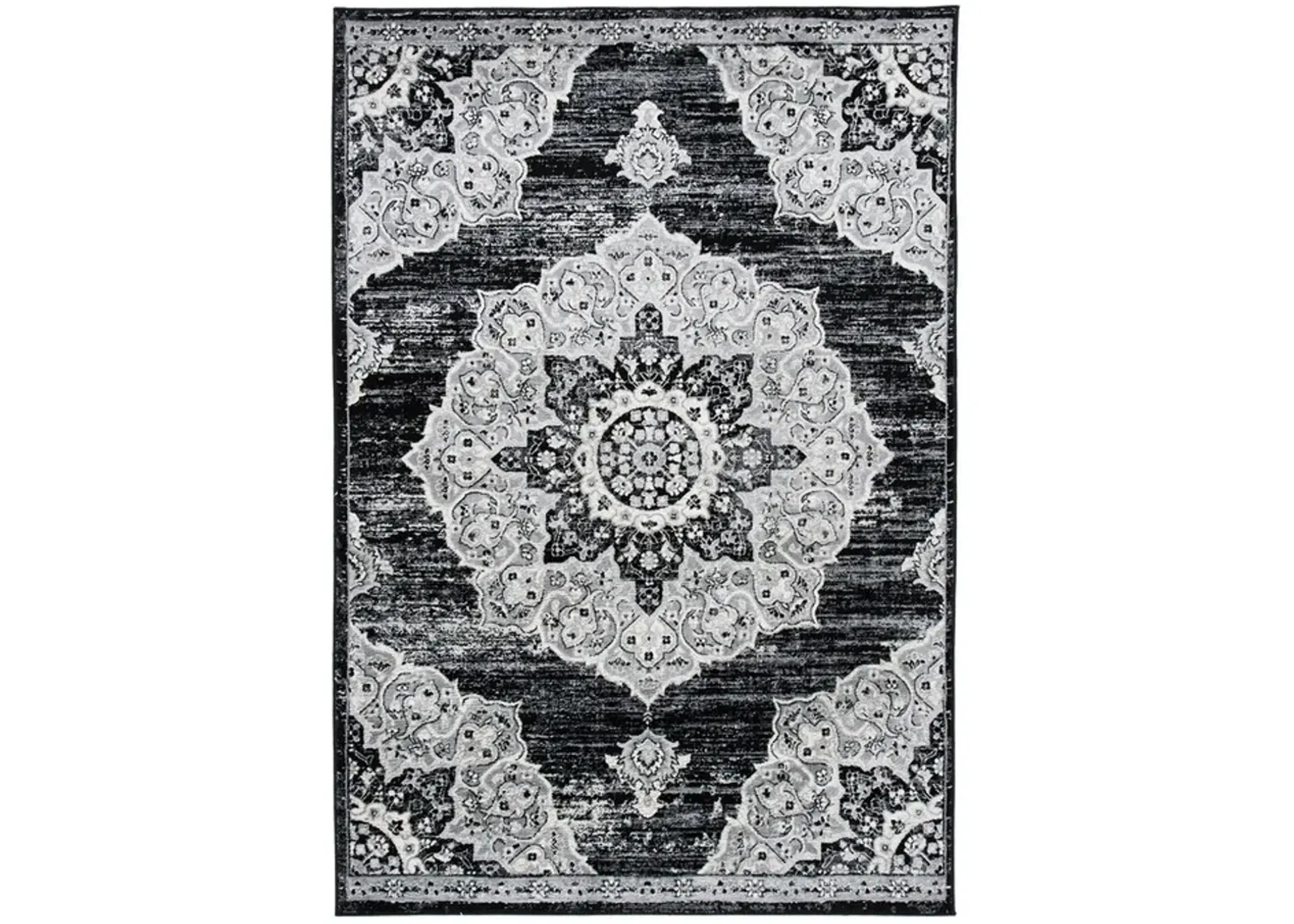 Brentwood 802 Black / Grey 10' X 13' Large Rectangle Powerloomed Rug