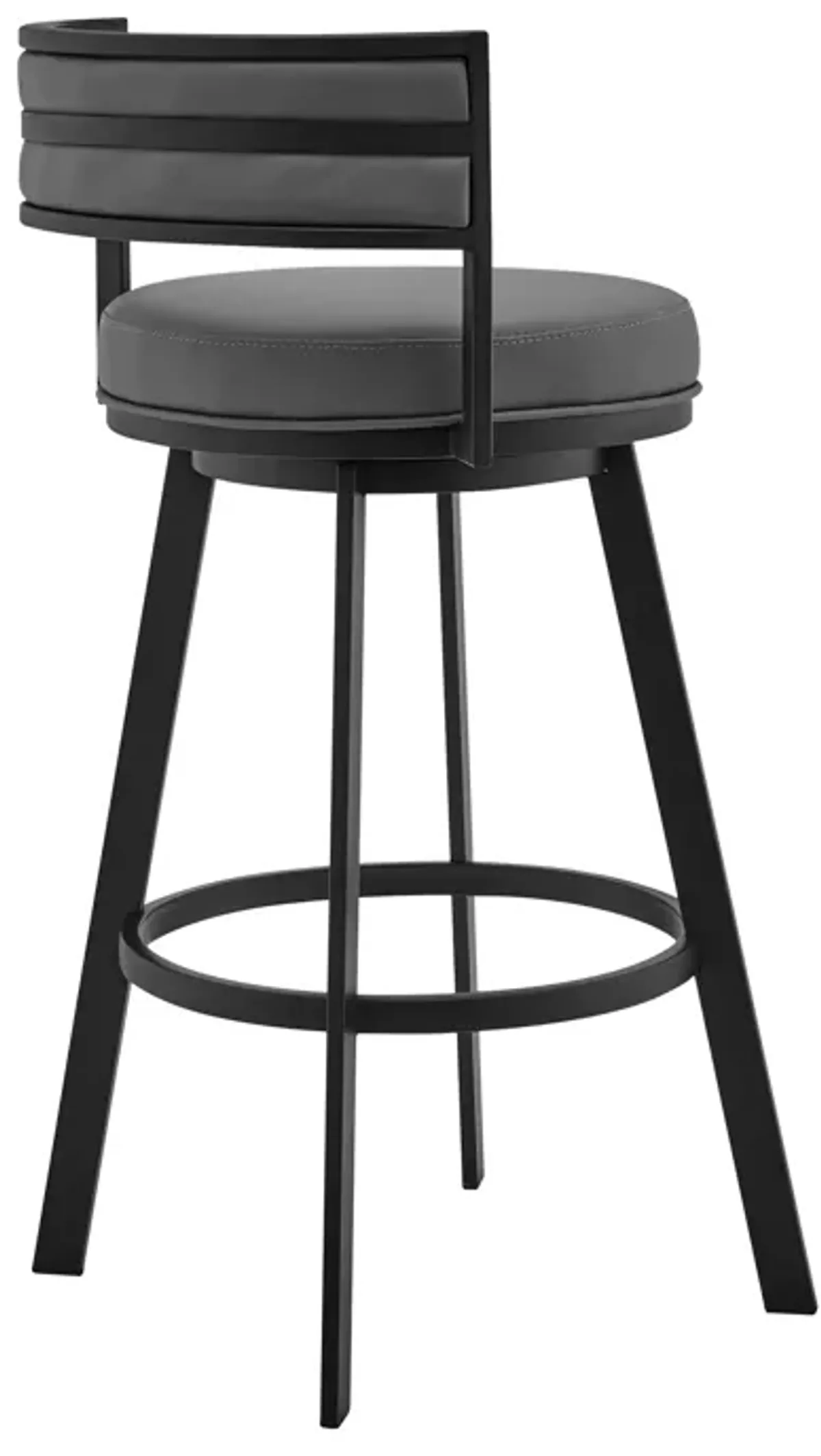 Roman 30" Gray Faux Leather and Black Metal Swivel Bar Stool