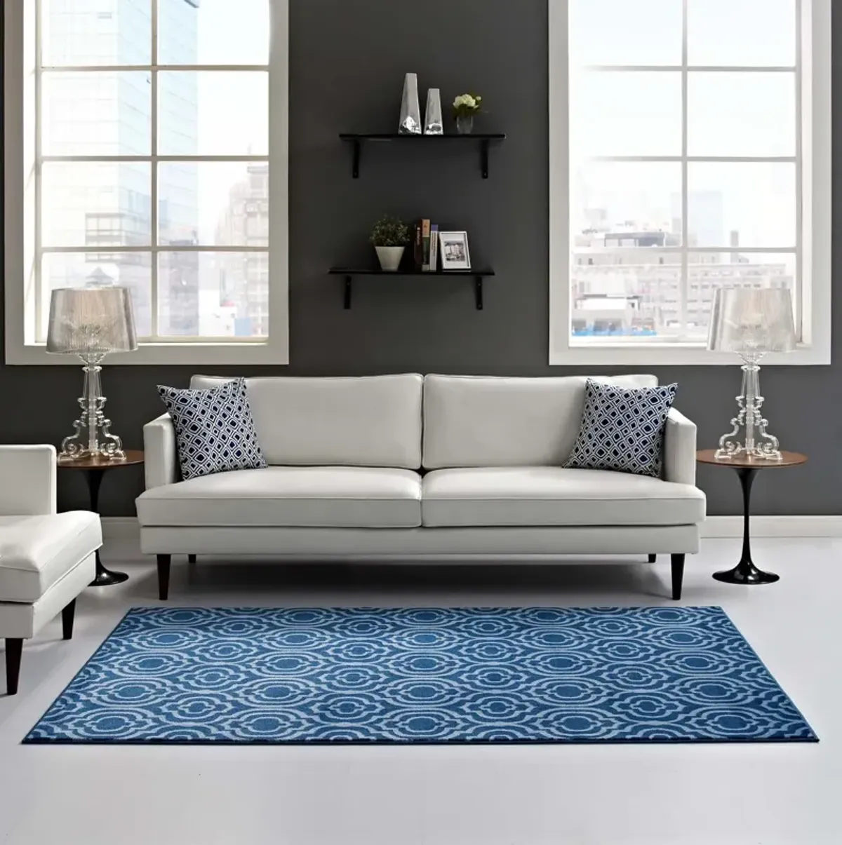 Frame Transitional Moroccan Trellis 5x8 Area Rug