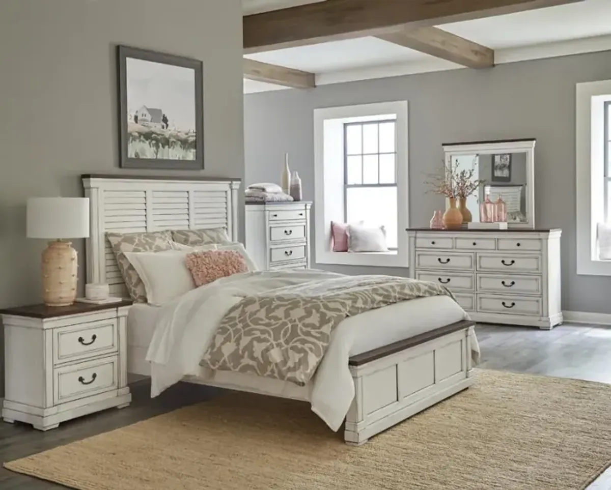 Hillcrest 4-piece Queen Panel Bedroom Set White and Dark Rum