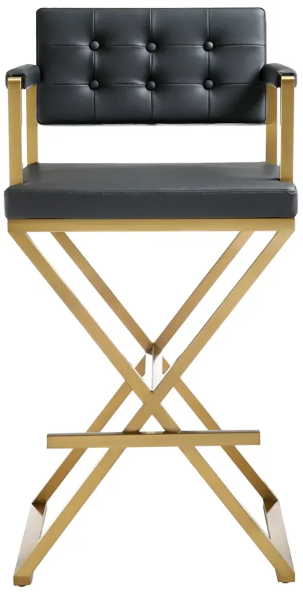 Director Black Gold Steel Barstool