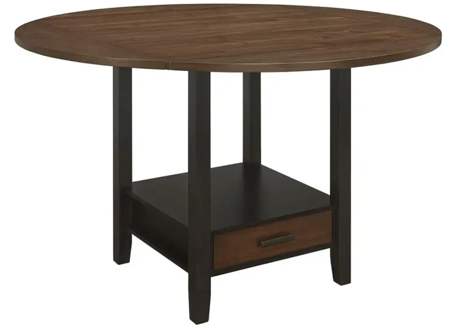 Sanford Round Counter Height Table with Drop Leaf Cinnamon and Espresso