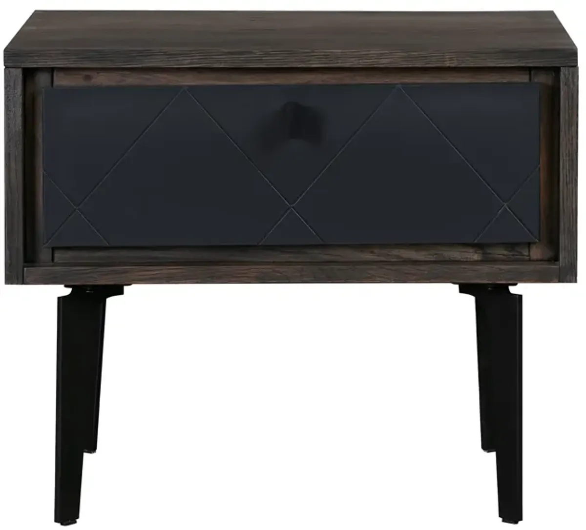 Cross Solid Oak and Metal Nightstand