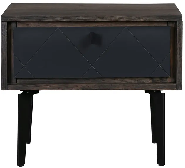 Cross Solid Oak and Metal Nightstand