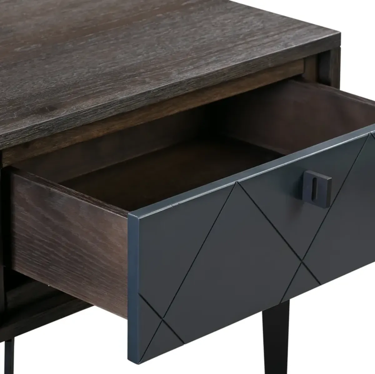 Cross Solid Oak and Metal Nightstand