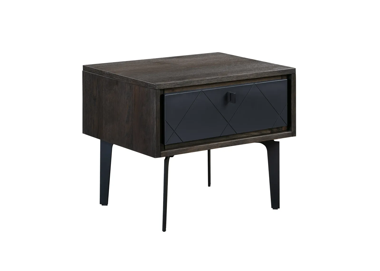 Cross Solid Oak and Metal Nightstand