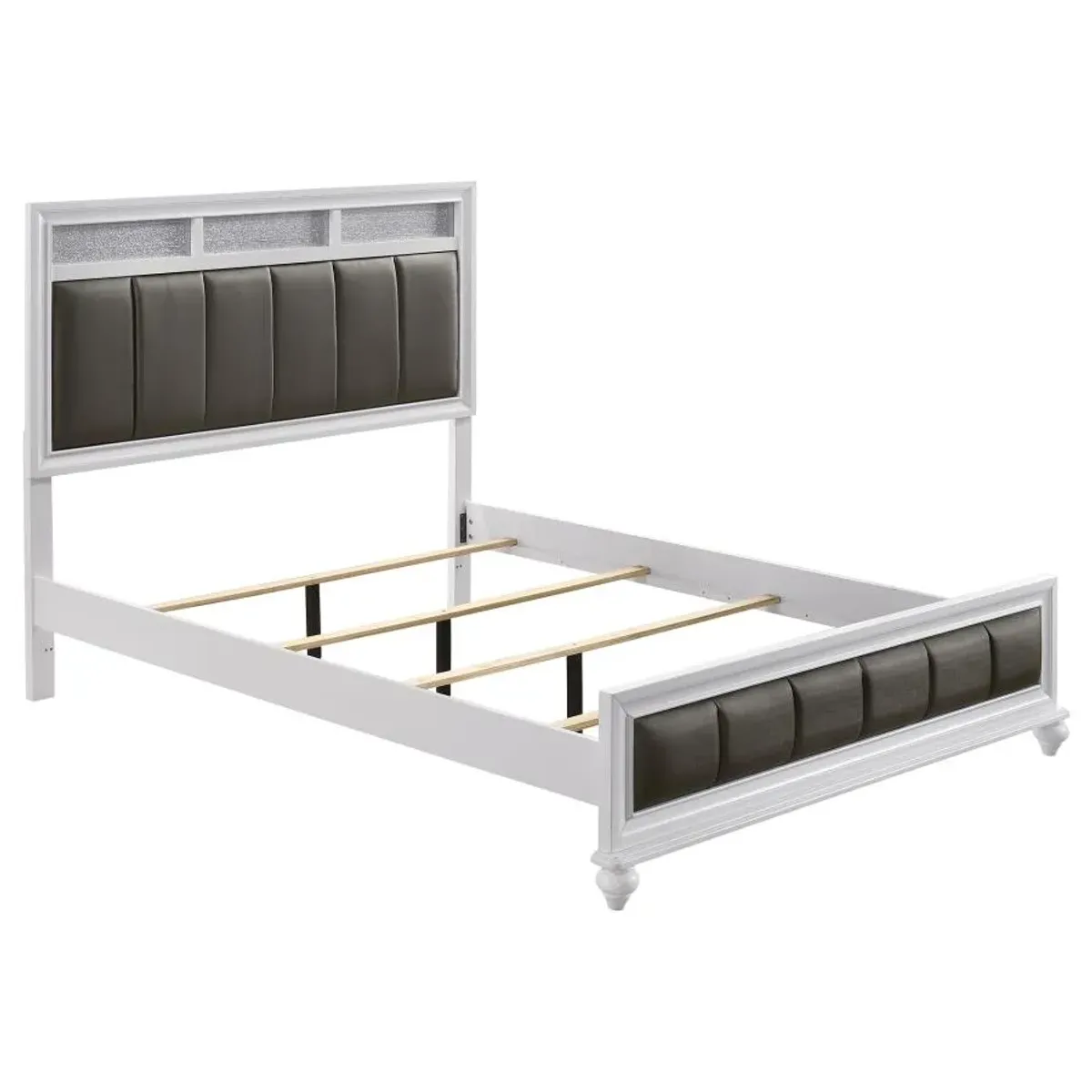 Barzini California King Upholstered Panel Bed White