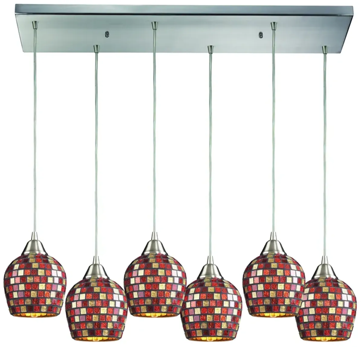 Fusion 30" Wide 6-Light Multi Pendant - Satin Nickel