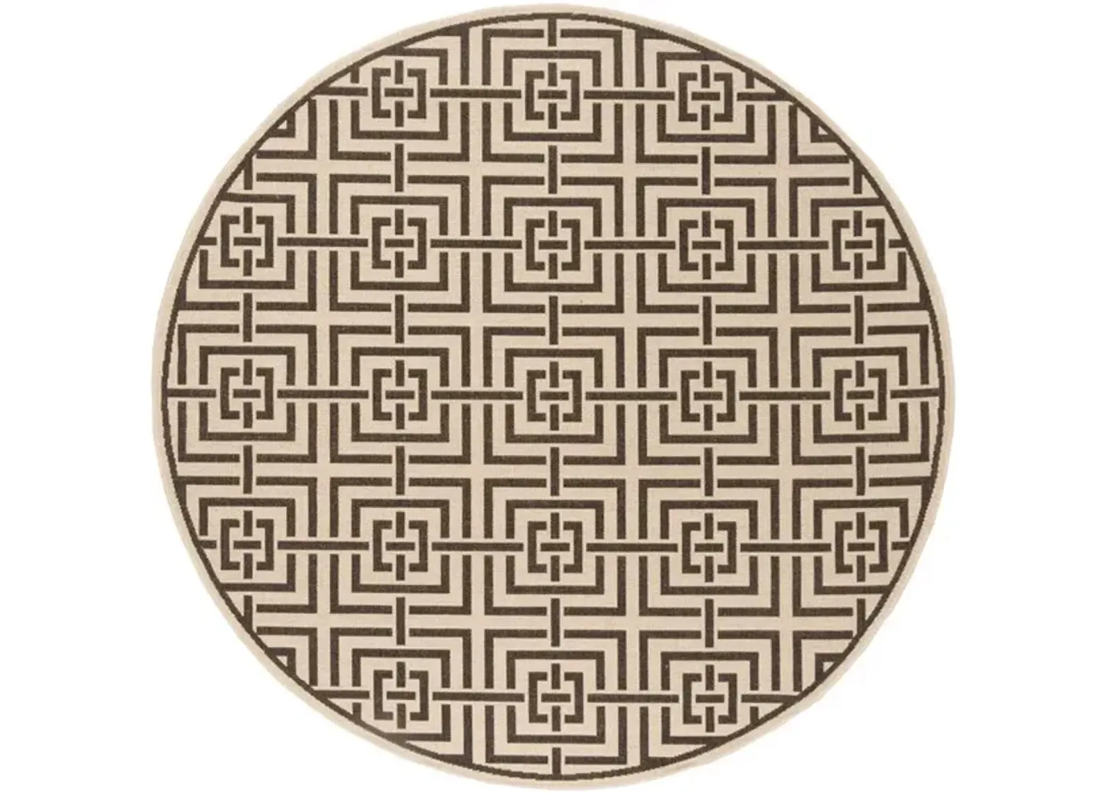 LINDEN 128 Collection LND128U-6R Creme / Brown 6'-7" X 6'-7" Round