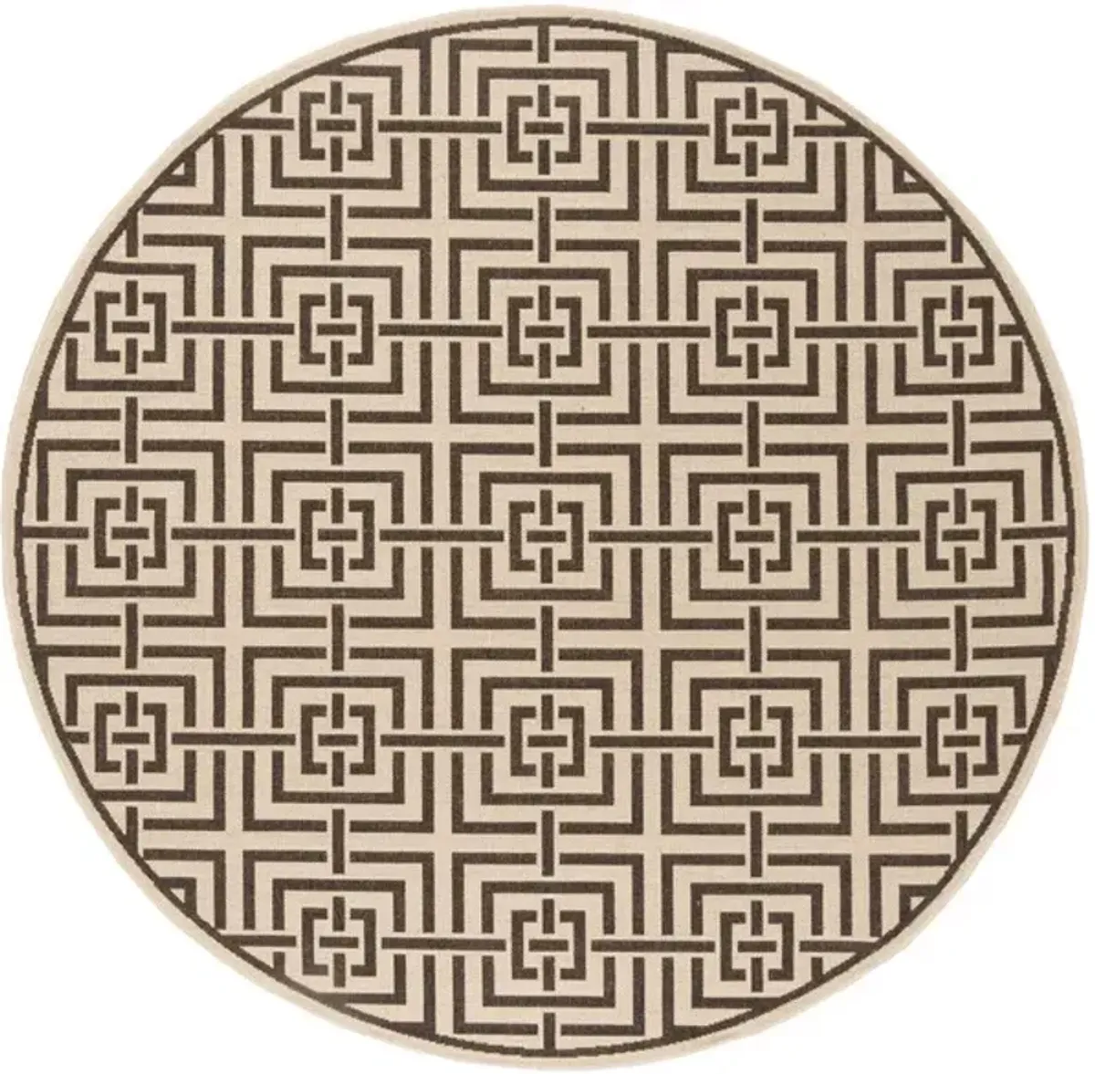 LINDEN 128 Collection LND128U-6R Creme / Brown 6'-7" X 6'-7" Round