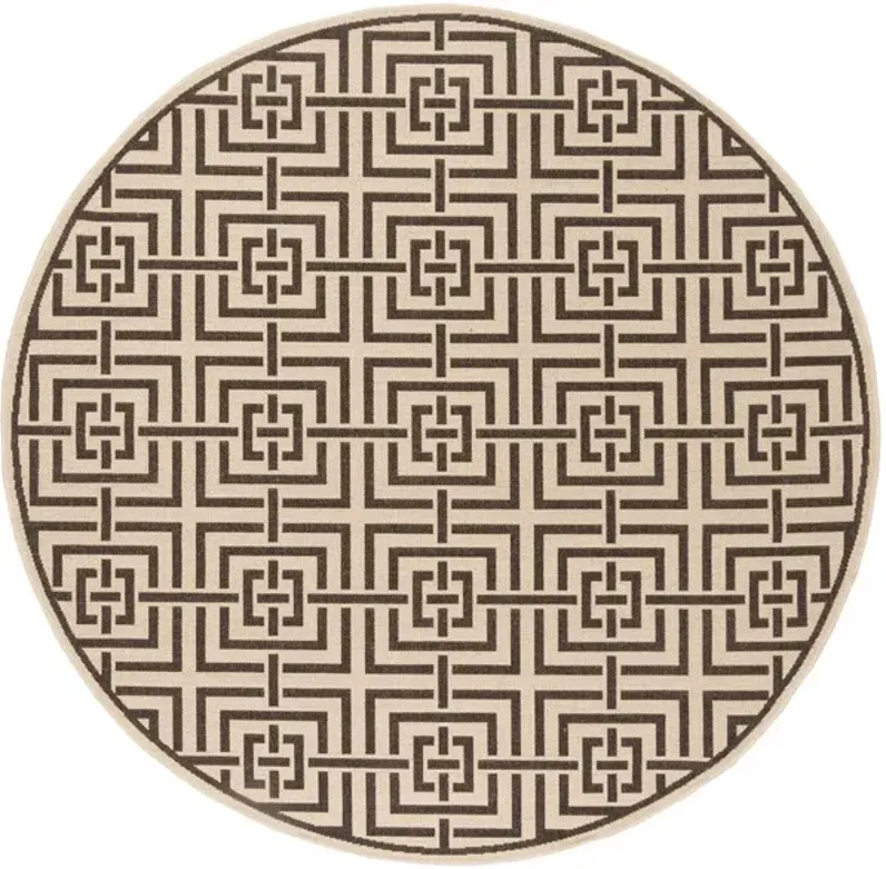 LINDEN 128 Collection LND128U-6R Creme / Brown 6'-7" X 6'-7" Round