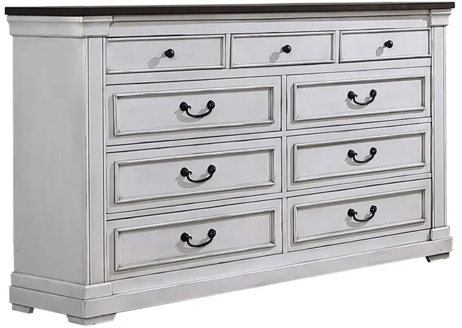 Hillcrest 9-drawer Dresser Dark Rum and White