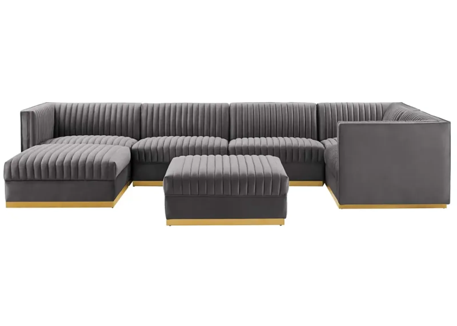 Sanguine Channel Tufted Performance Velvet 7-Piece Right-Facing Modular Sectional