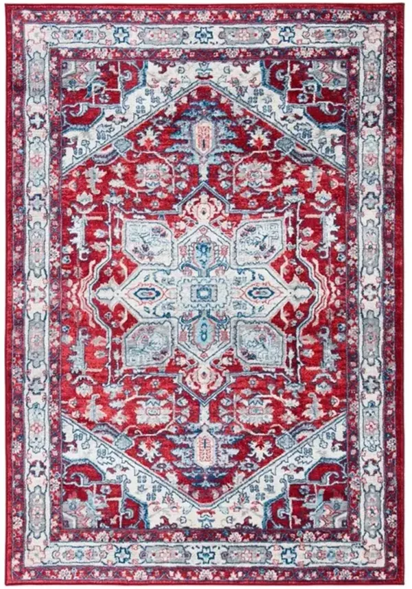 Brentwood 852 Red / Ivory 5'-3" X 7'-6" Medium Rectangle Powerloomed Rug