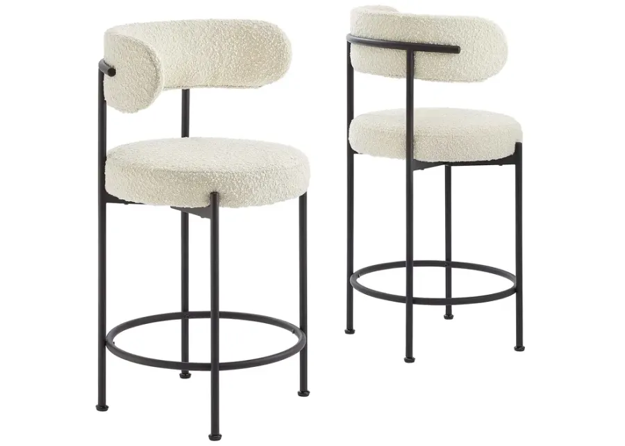 Albie Boucle Fabric Counter Stools - Set of 2