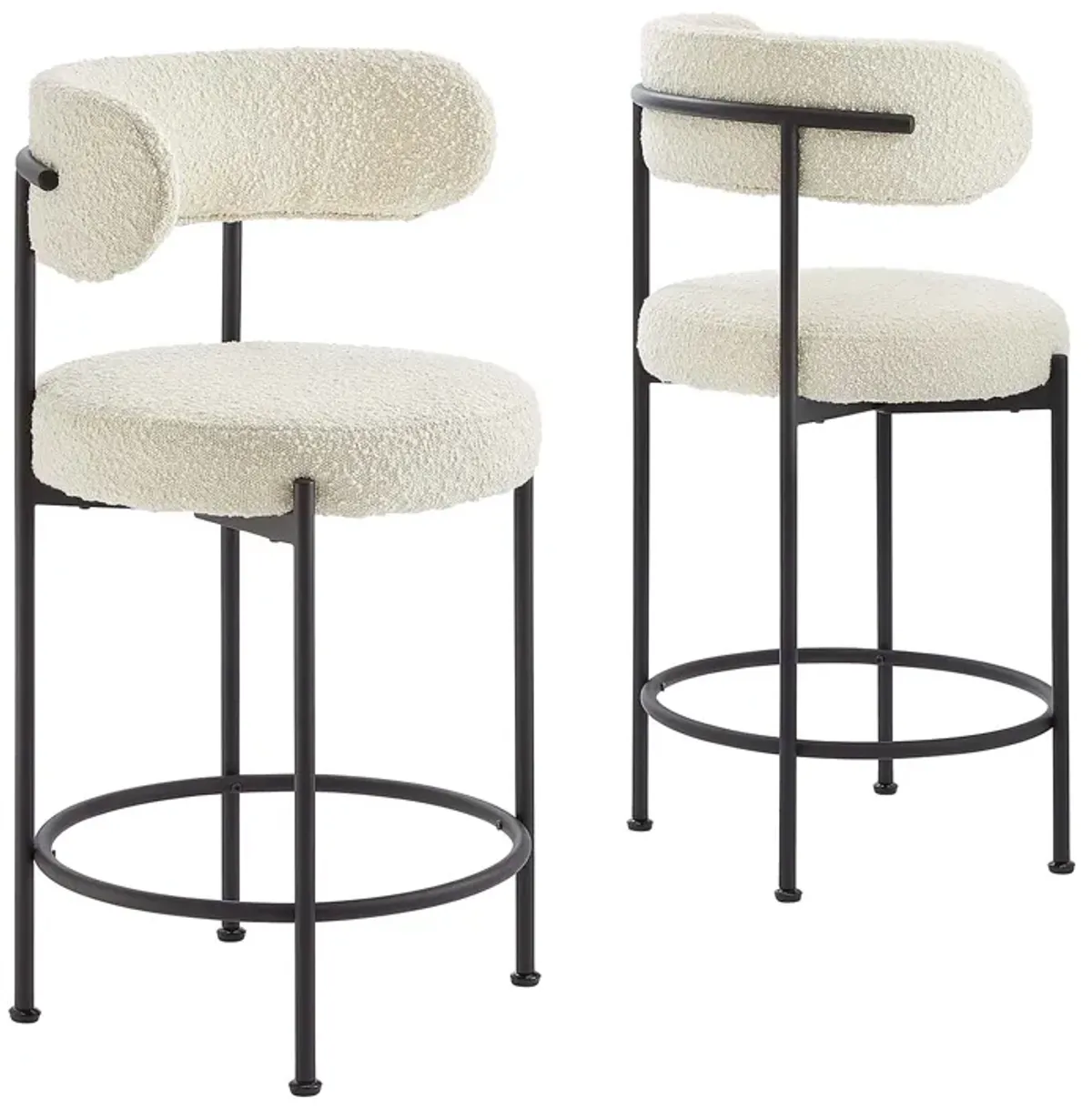 Albie Boucle Fabric Counter Stools - Set of 2