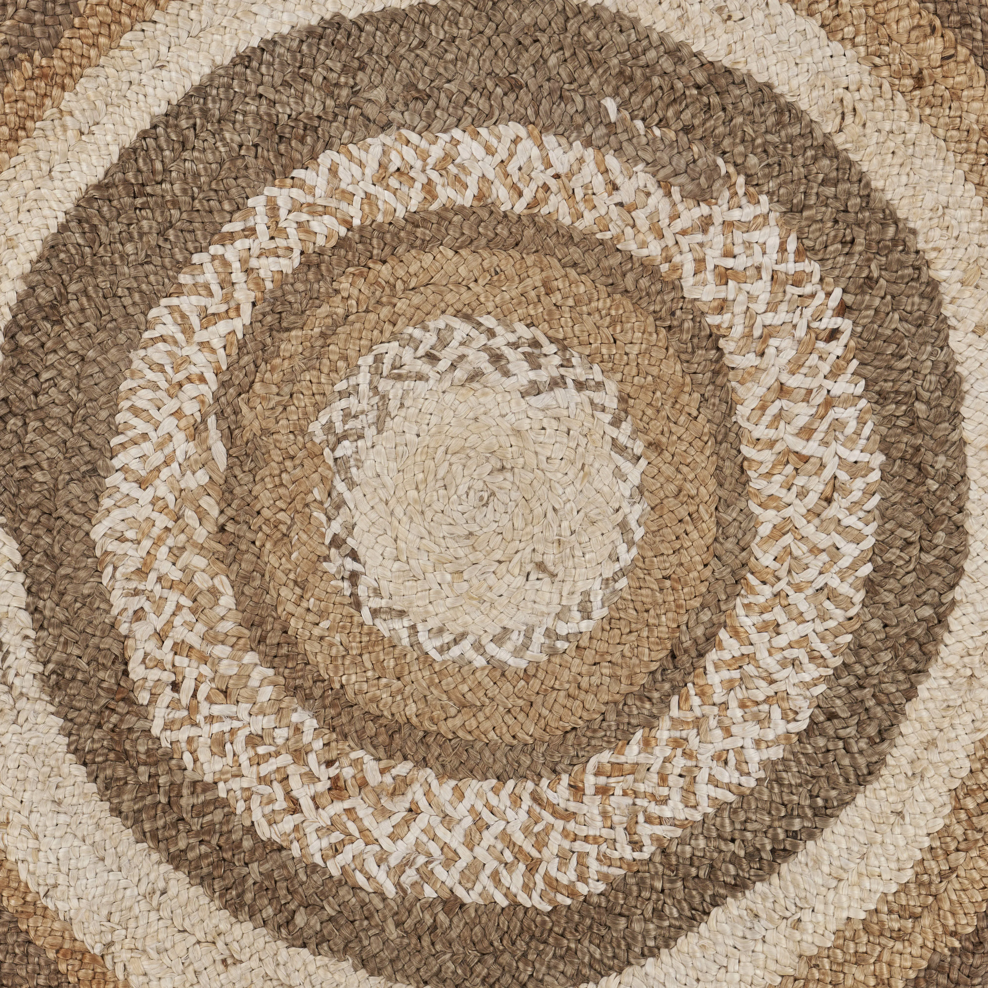 Nature Ivory/ Brown Contemporary Bold Stripes Organic Jute Indoor Round Area Rug 7'6"