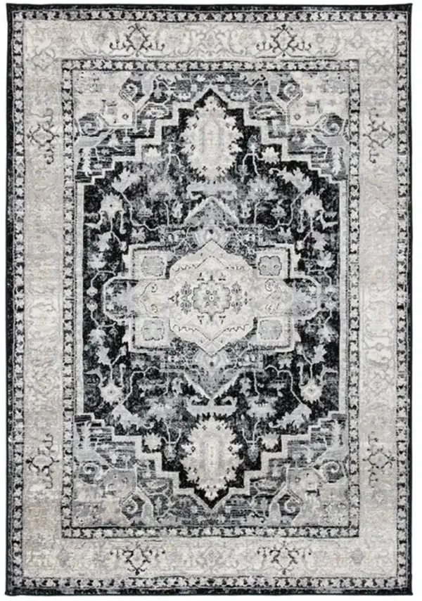 Brentwood 851 Black / Grey 5'-3" X 7'-6" Medium Rectangle Powerloomed Rug