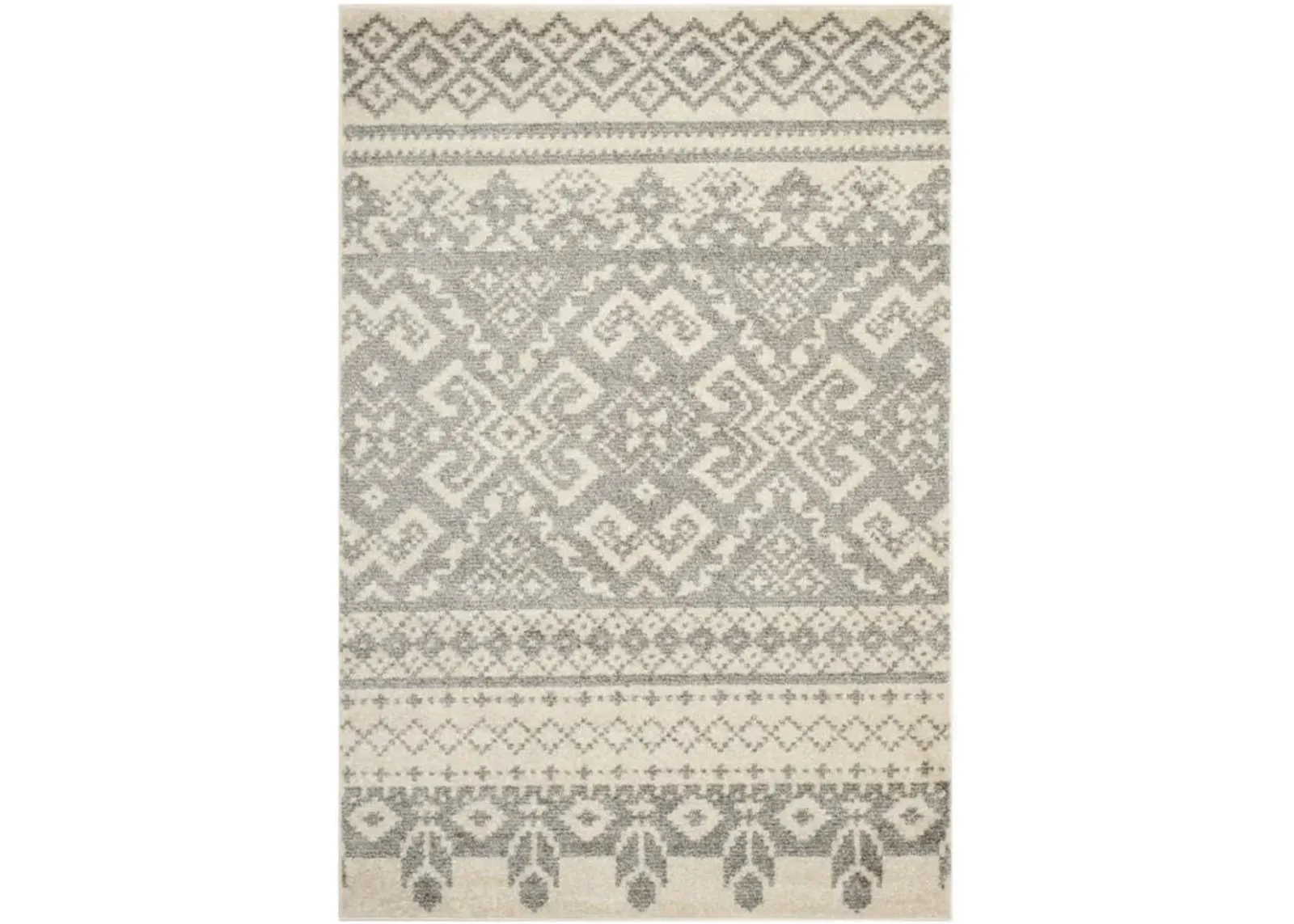 Adirondack Contemporary Ivory / Silver 2'-6" X 14' Powerloomed Rug