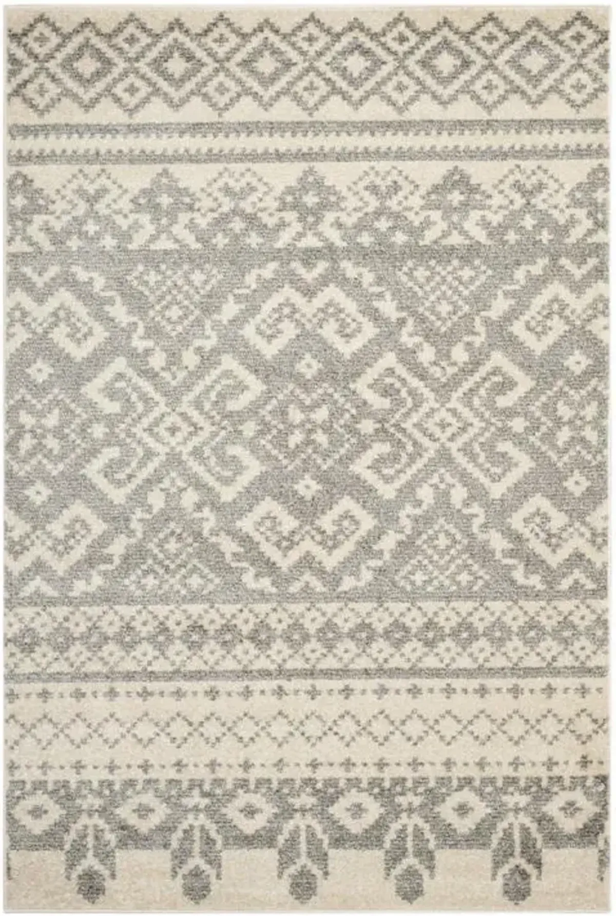 Adirondack Contemporary Ivory / Silver 2'-6" X 14' Powerloomed Rug