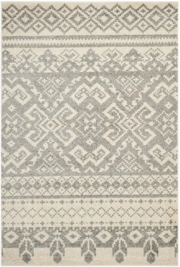 Adirondack Contemporary Ivory / Silver 2'-6" X 14' Powerloomed Rug