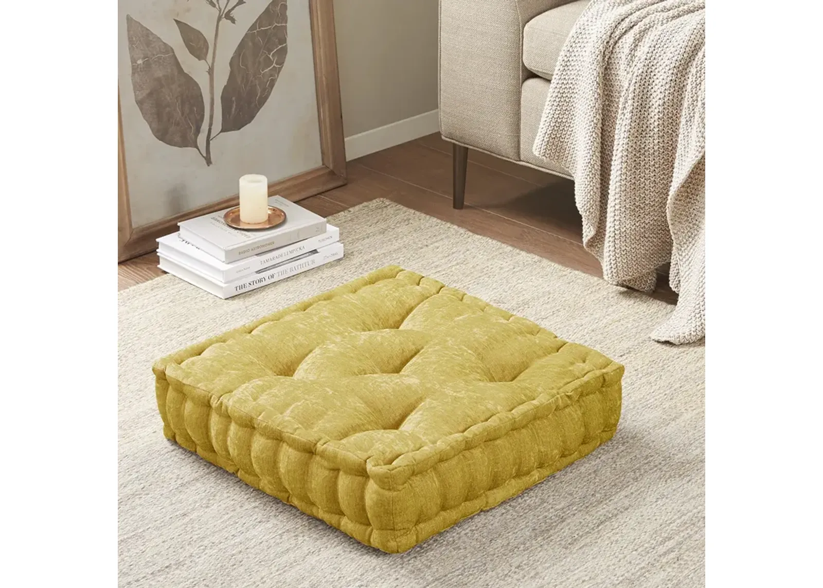 Poly Chenille Square Floor Pillow Cushion