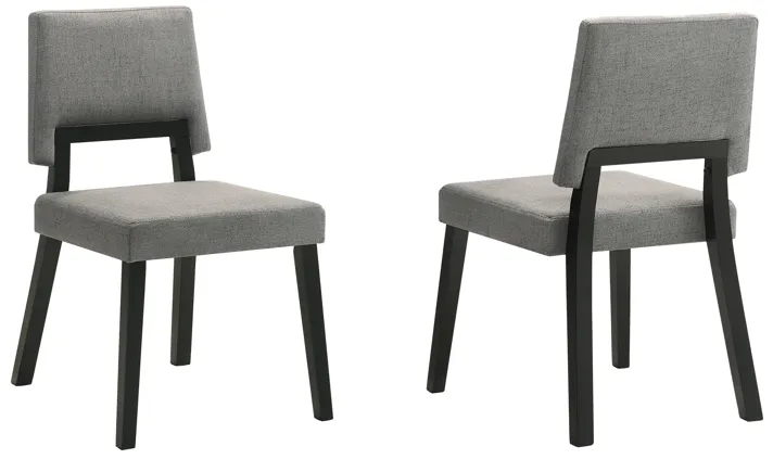 Channell Wood Dining Chair in Black Finish with Charcoal Fabric - Set of 2