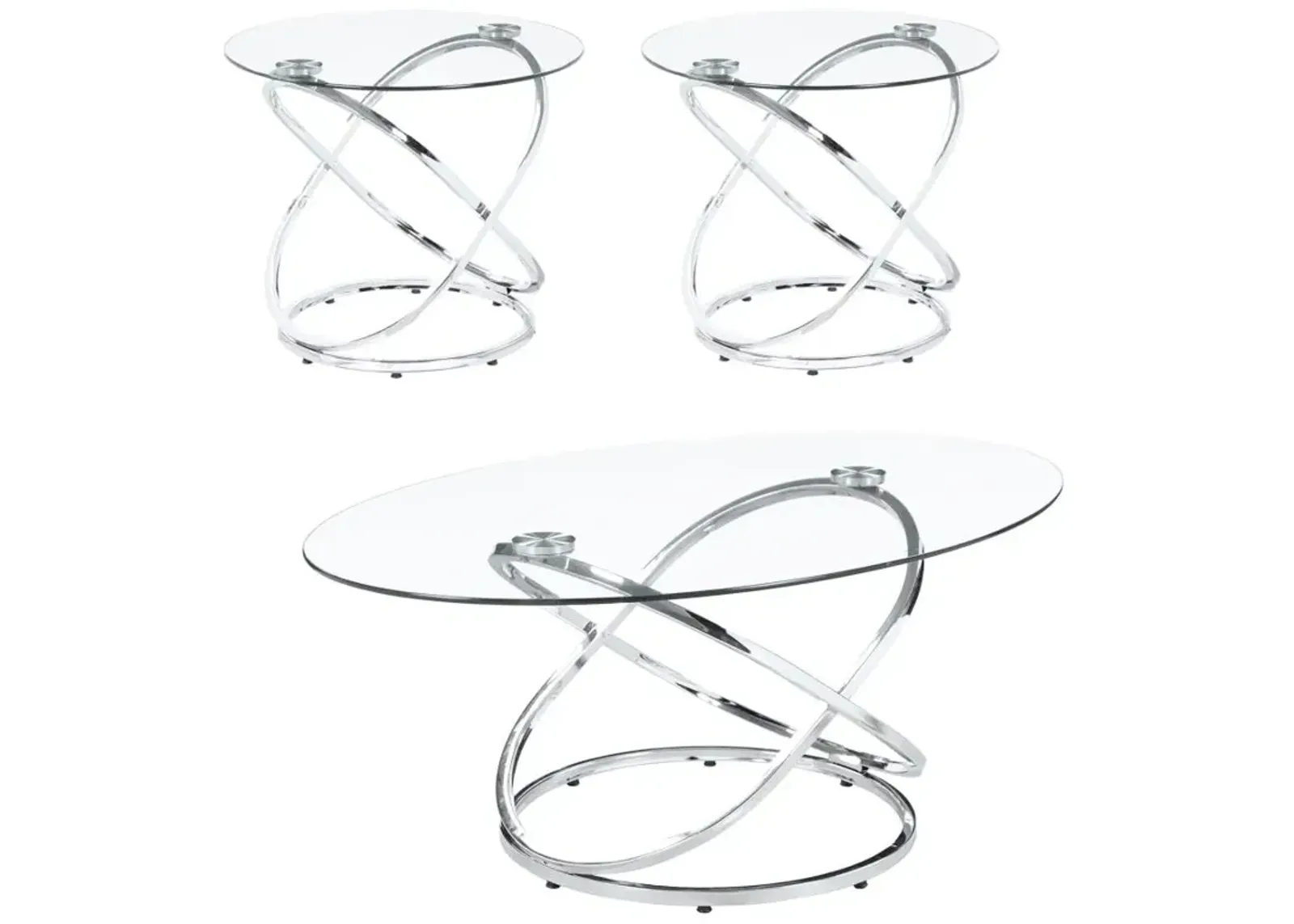 Warren 3-piece Occasional Set Chrome and Clear