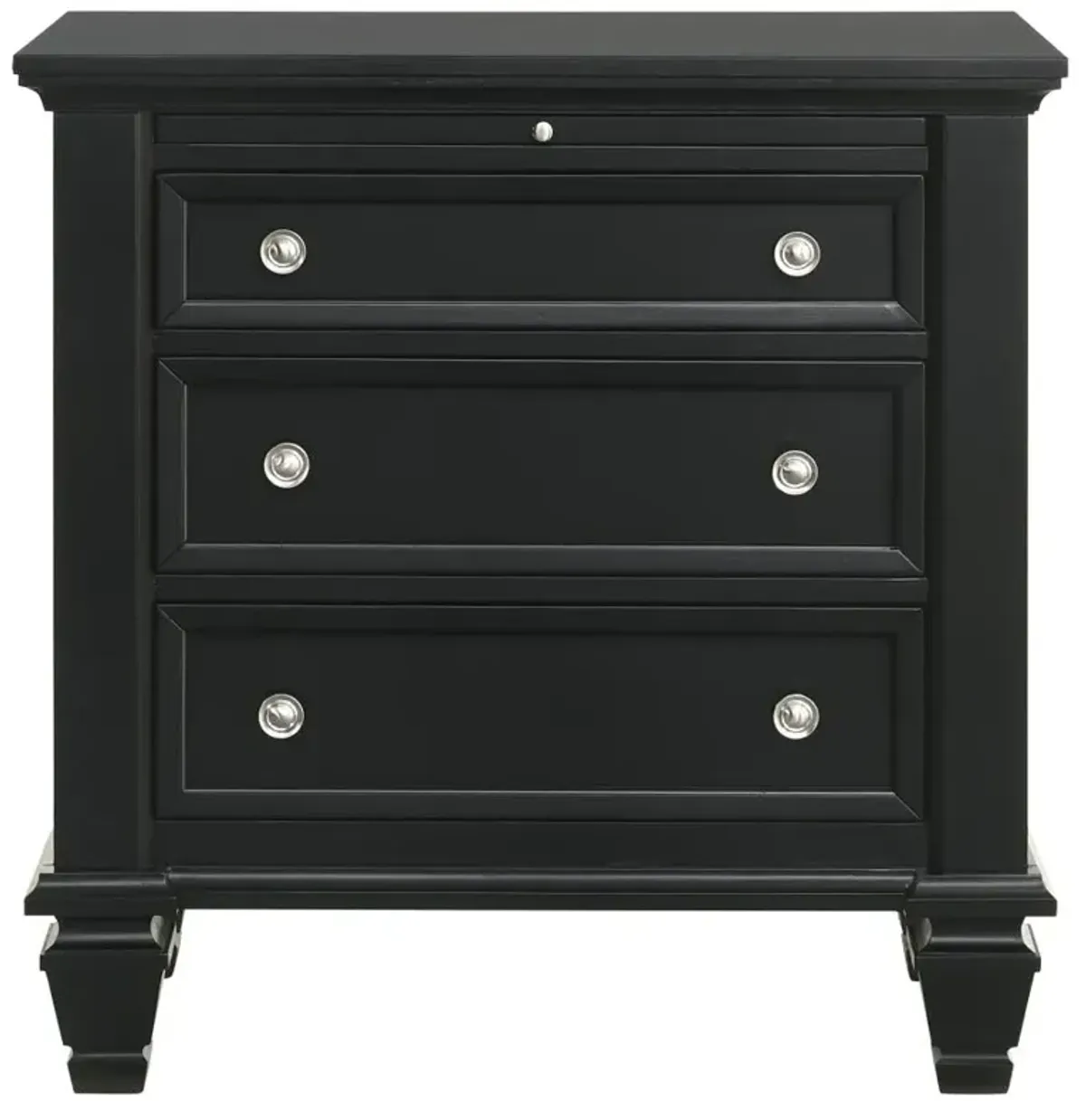 Aarav Beach 3-Drawer Nightstand Black