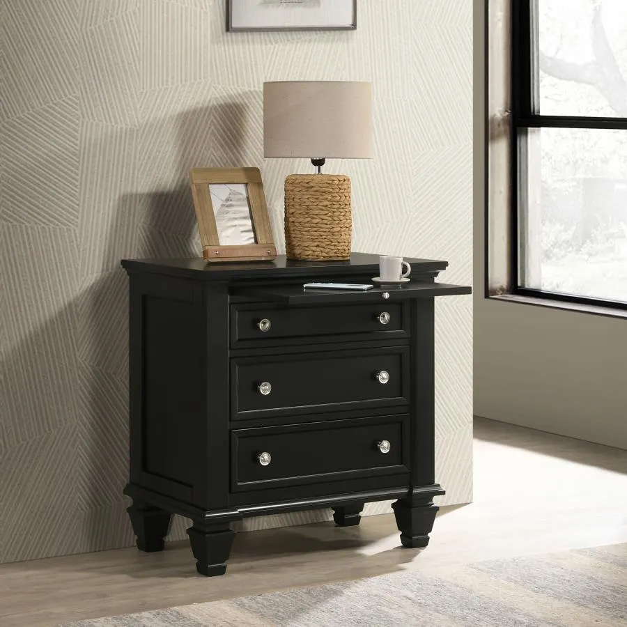 Aarav Beach 3-Drawer Nightstand Black