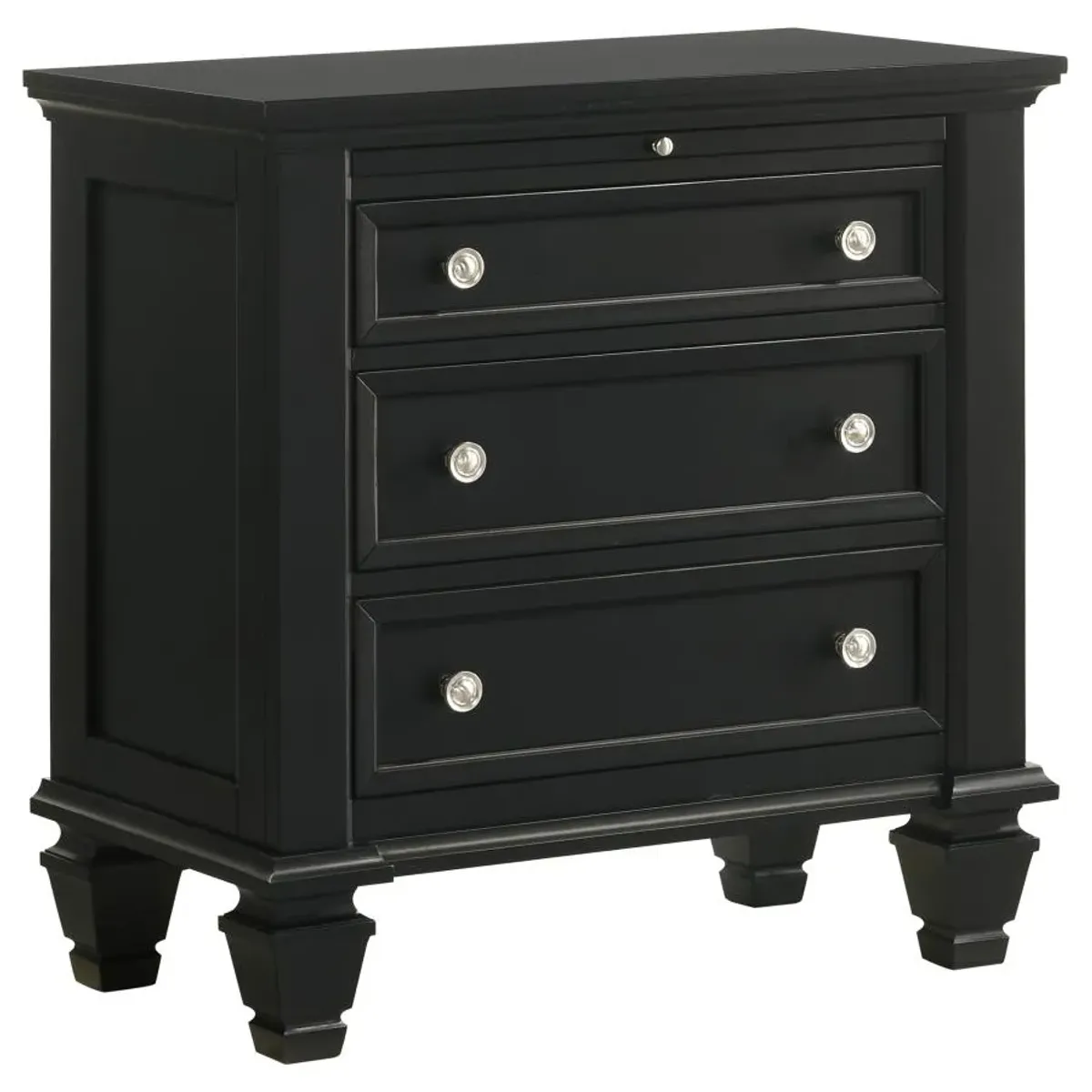 Aarav Beach 3-Drawer Nightstand Black