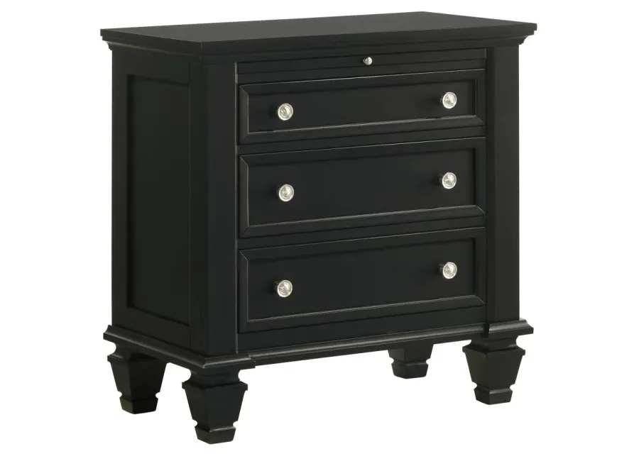 Aarav Beach 3-Drawer Nightstand Black