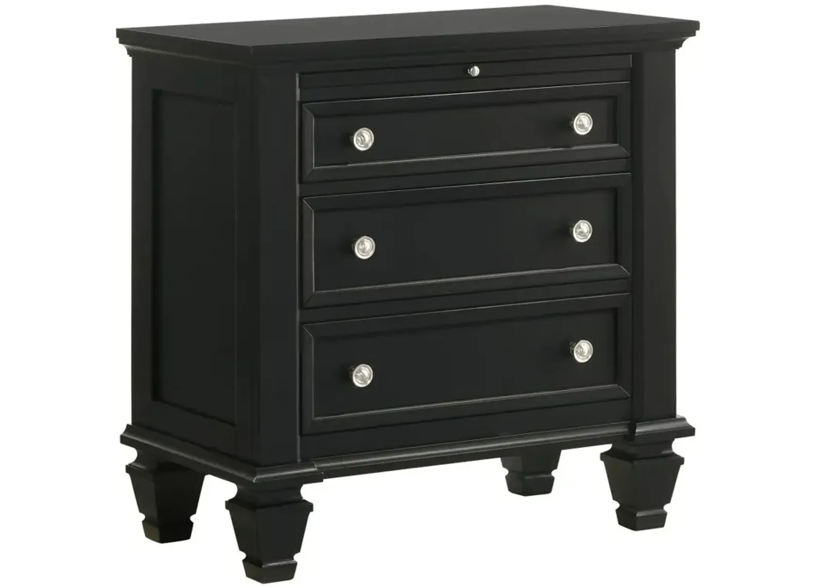 Aarav Beach 3-Drawer Nightstand Black