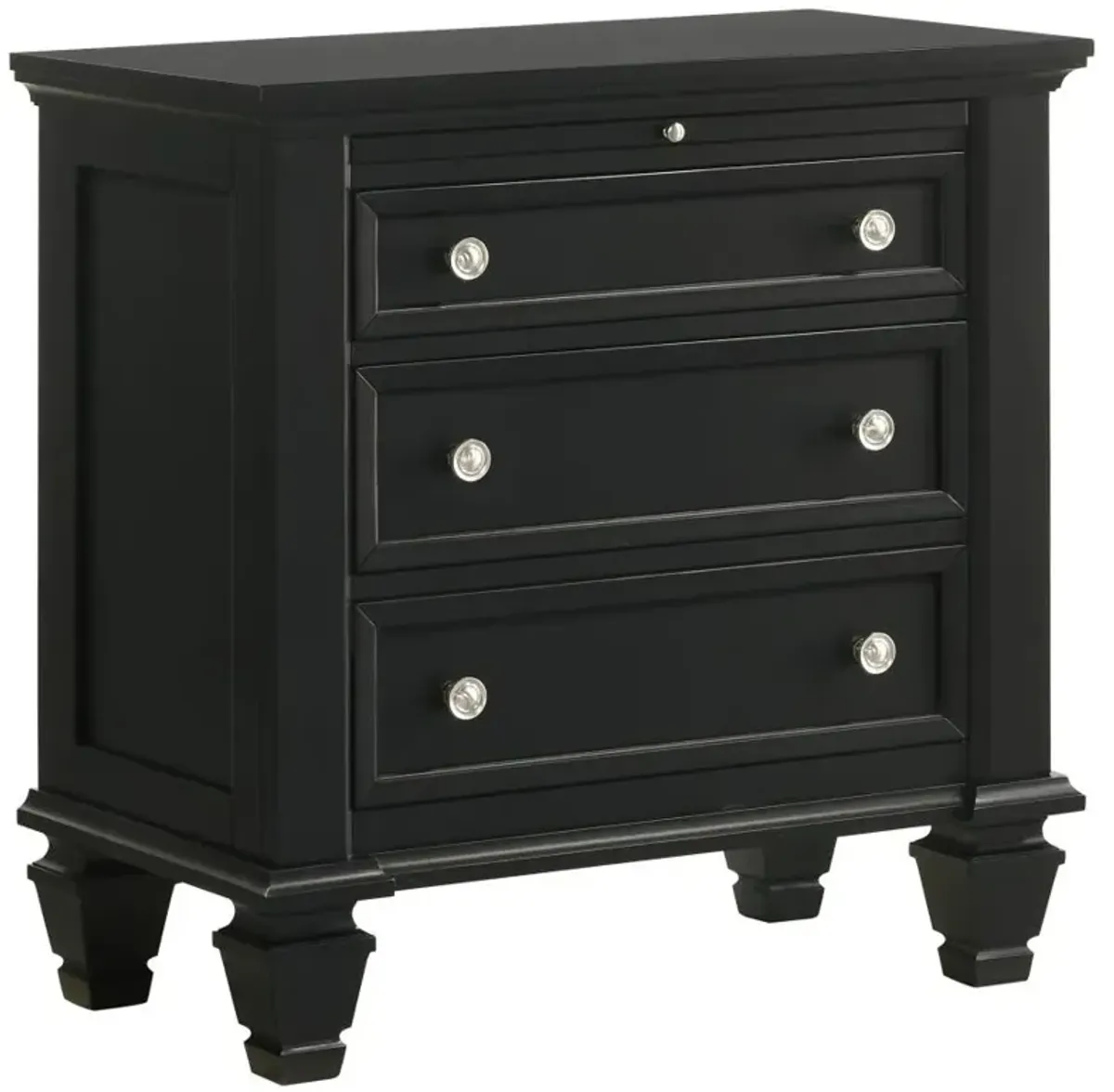 Aarav Beach 3-Drawer Nightstand Black