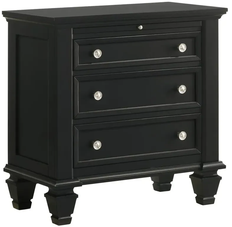 Aarav Beach 3-Drawer Nightstand Black