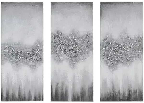 Madison Park Grey Luminous Grey Heavily Embellished 3-piece Canvas Wall Art Set