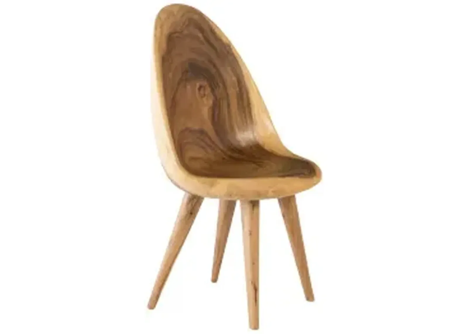 smoothed dining chair, chamcha wood, natural