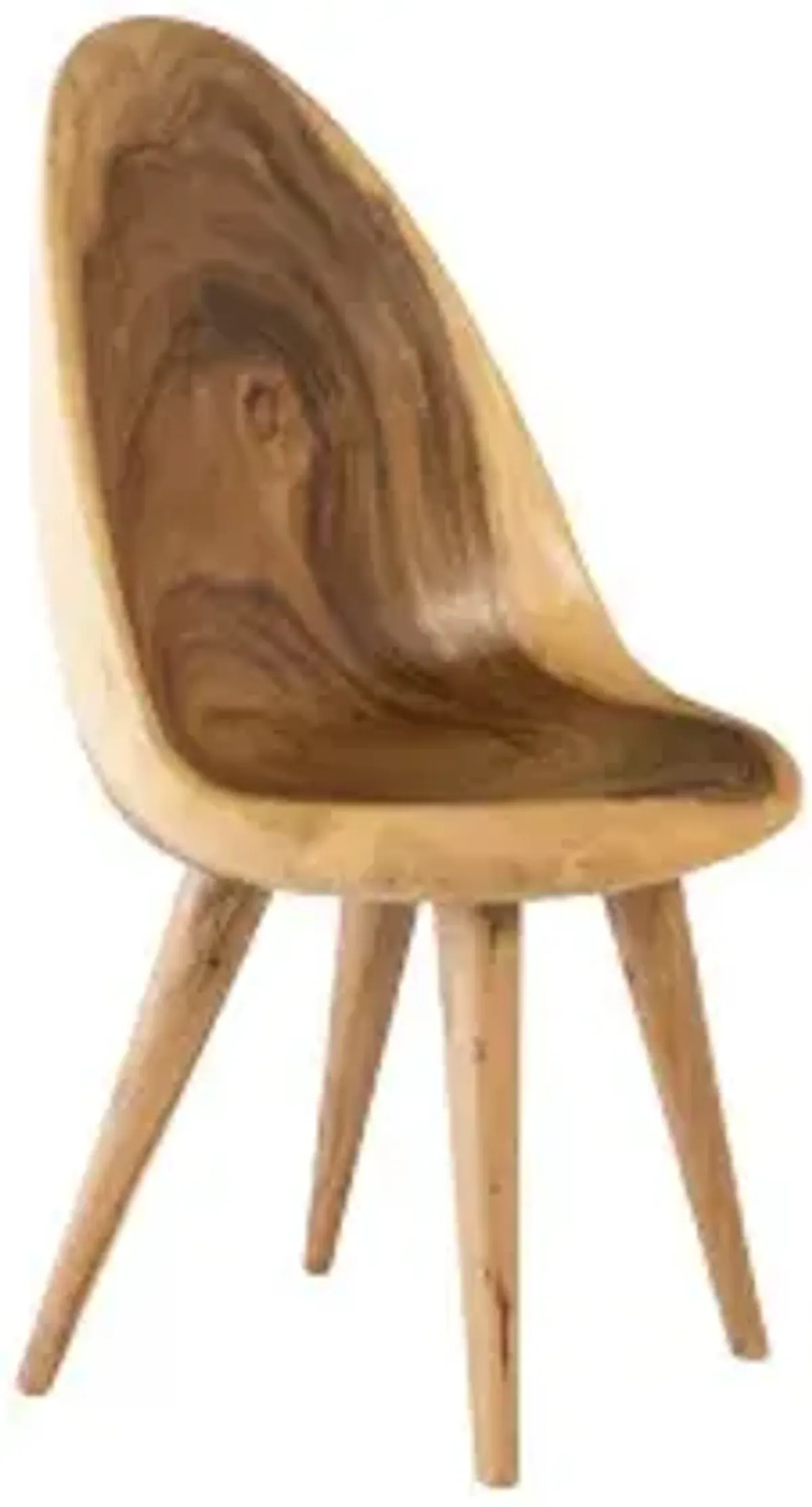 smoothed dining chair, chamcha wood, natural