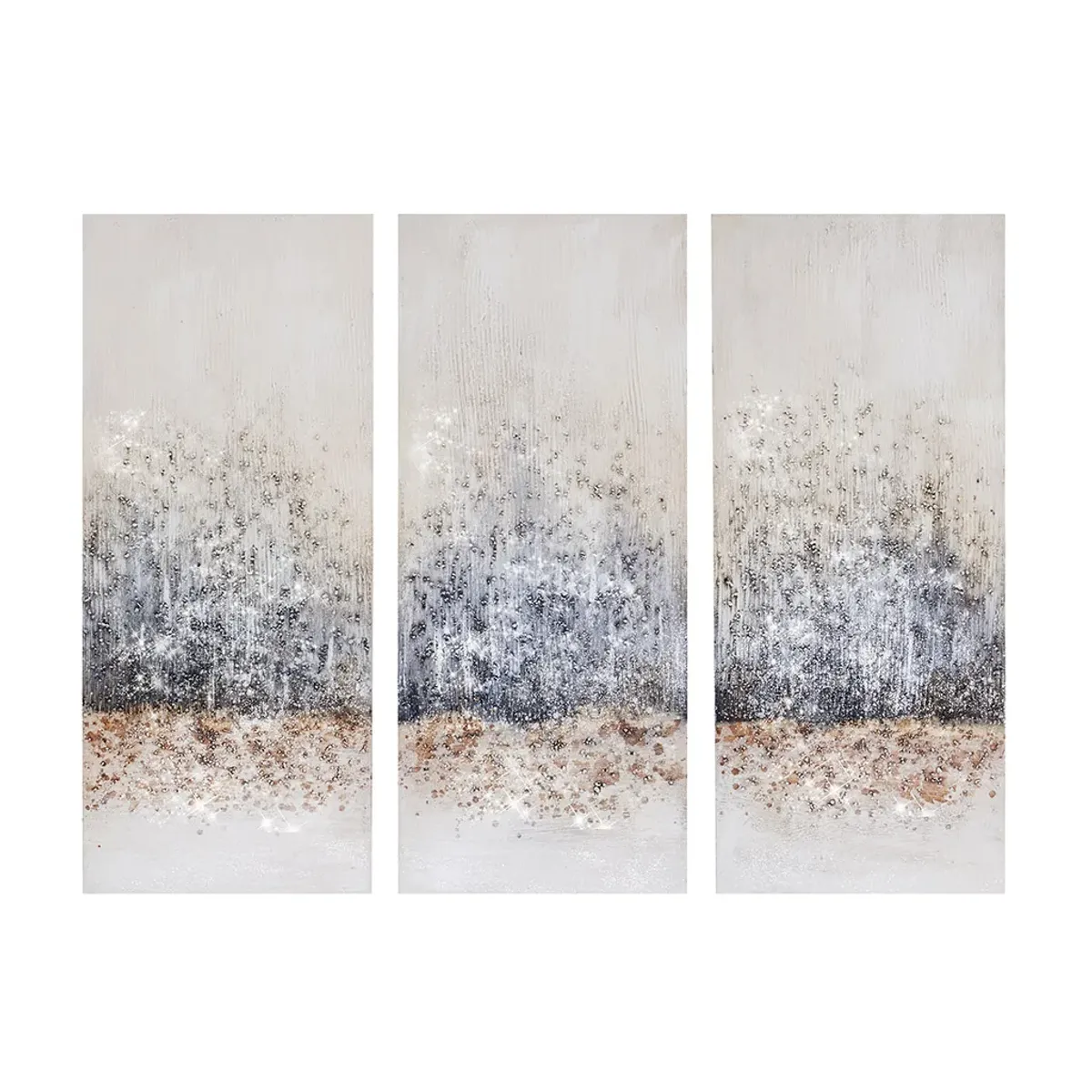Madison Park Twilight Mystere Blush/Grey Hand Embellished 3-Piece Canvas Wall Art Set