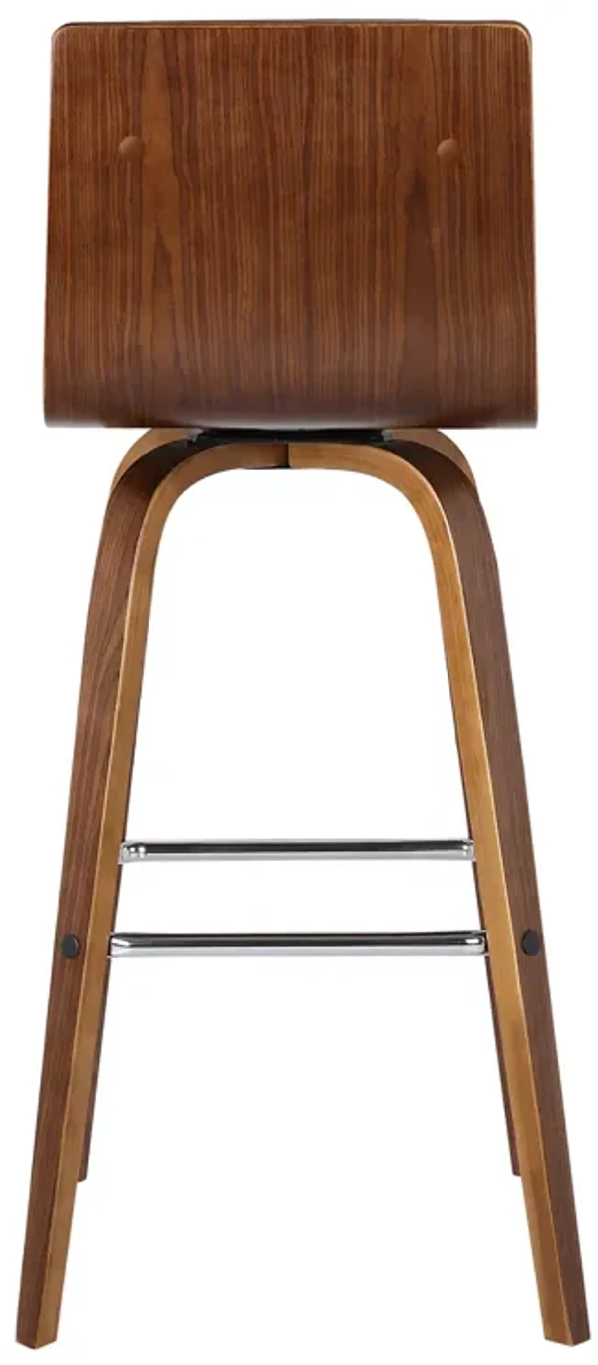 Vienna 30" Bar Height Swivel Brown Faux Leather and Walnut Wood Bar Stool