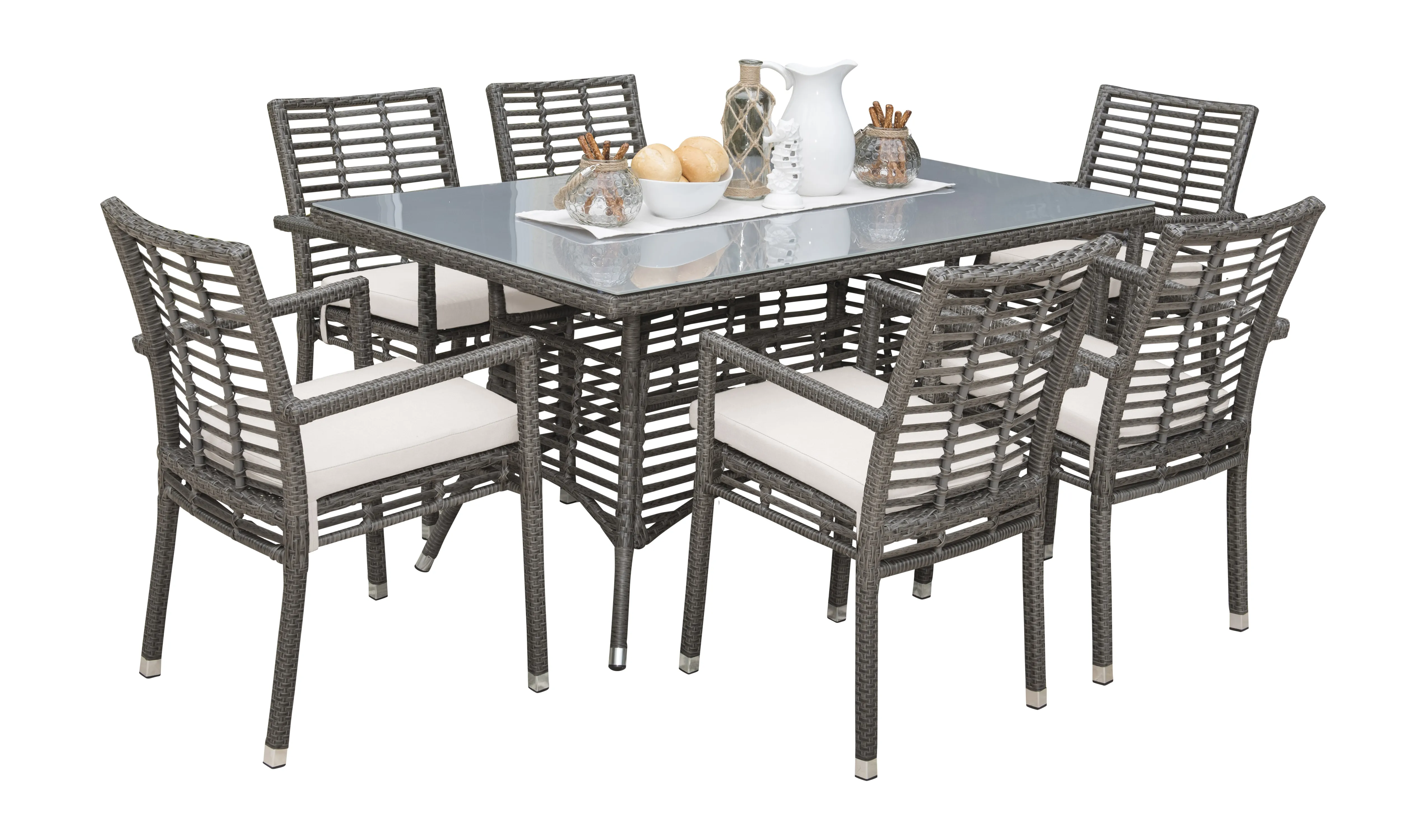 Panama Jack Graphite 7-Piece Armchair Dining Set with Cushions